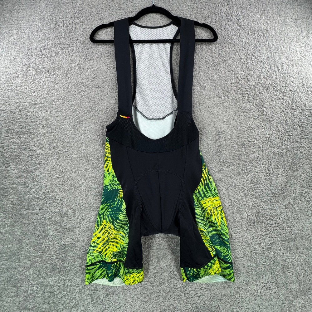 Eliel Mens Short Cycling Bib Shorts Green Yellow Fern Tropical Print Black L